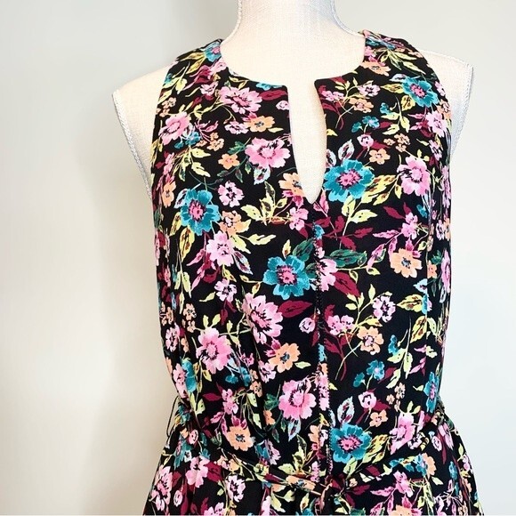 Banana Republic Colorful Floral Flowy Tiered Dress With Tie At Waist Medium - Picture 3 of 13